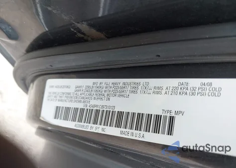 2009 Subaru Outback 2.5I from USA, damaged, VIN 4S4BP61C897310123